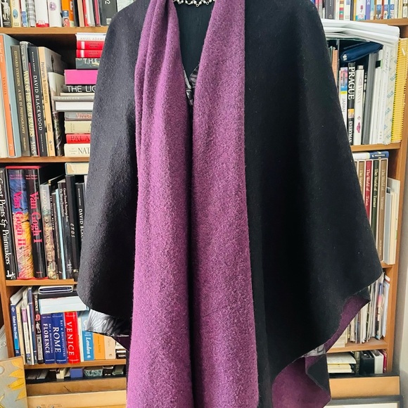 Sweeping Black and Purple Women's Shawl - Picture 2 of 9
